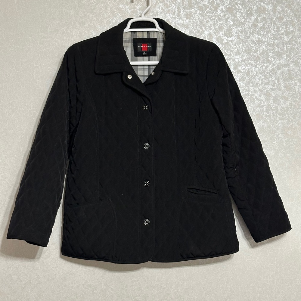 Gallery Diamond Quilted Snap‎ Front Barn Utility Jacket Black Minimalist XL